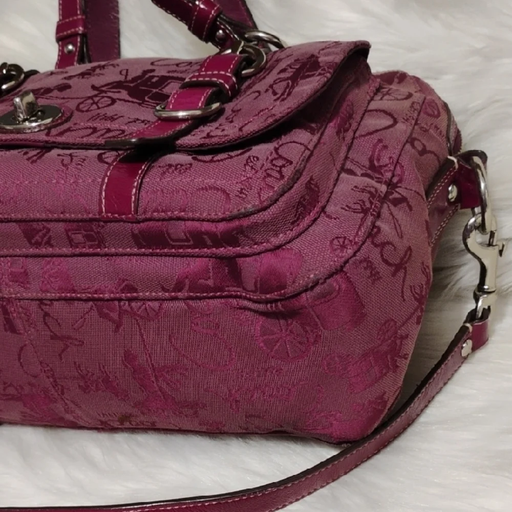 SOLD SOLD SOLD!oach Chelsea Horse & Carriage Vintage Maroon Satchel & Wallet Set - Picture 6 of 14